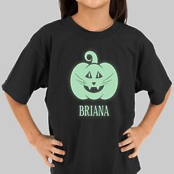 Glow In The Dark Cat Whiskers Pumpkin Personalized T-Shirt