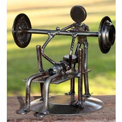 Rustic Weightlifter Iron Statuette