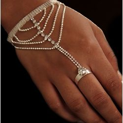 Rhinestone Combination Bracelet and Ring