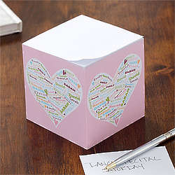 Personalized Her Heart of Love Note Cube