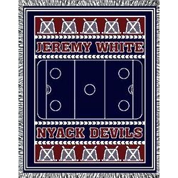 Classic Personalized Three Color Ice Hockey Afghan