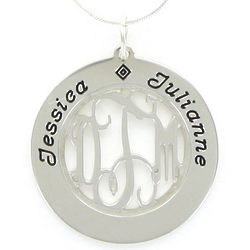 Small Monogram for Mom Personalized Pewter Necklace