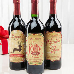 Very Merry Christmas Personalized Wine Bottle Labels