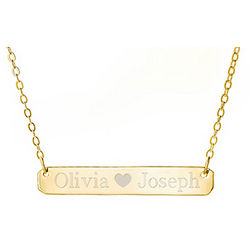 Personalized Couples Heart Gold Vermeil Name Bar Necklace