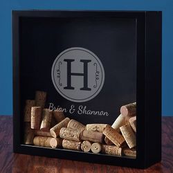 Renza Single Initial Custom Wine Cork Shadow Box