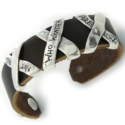 Not All Who Wander Are Lost Leather and Silver Bracelet