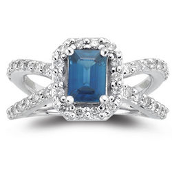 Sapphire and Diamond Ring in 18K White Gold