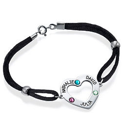 Heart Bracelet with Names and Birthstones