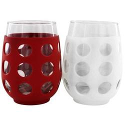 4 Durable Wine Glasses in Red and White