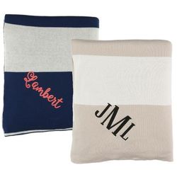 Personalized Striped Cotton Knit Blanket