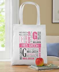 Teacher's Personalized Name Game Tote Bag