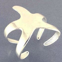 Matte Silver Starfish Cuff Bracelet
