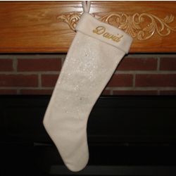 Peace on Earth Snowflake Personalized Christmas Stocking