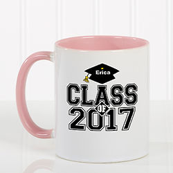Cheers to the Graduate Personalized Coffee Mug with Pink Handle