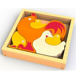 Toddler's Chicken Family Wood Puzzle Toy