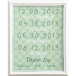 Personalized Baby Milestone Green Framed Print