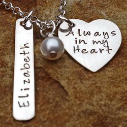 Personalized Always In My Heart Sterling Silver Charm Necklace