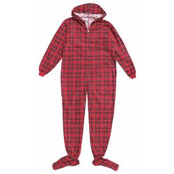 Plaid Footed Pajamas with Hood