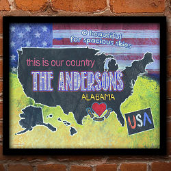 Personalized This Is Our Country Framed Canvas Art Print
