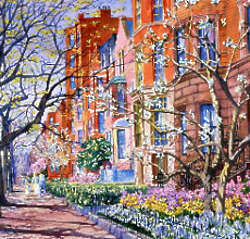 Springtime Walk in Boston Art Print