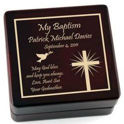 Personalized Inspirational Wooden Baptism Rosary Box