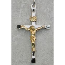 Sterling Silver Crucifix with Rhodium Plated Chain
