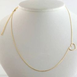 14K Gold Floating Heart Necklace