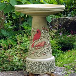 Summer Cardinal Birdbath