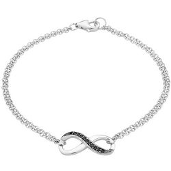 Infinity Bracelet with Black Diamond Accents in Sterling Silver