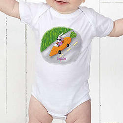 Baby's Personalized Retro Rabbit Easter Bodysuit
