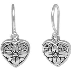 Heart Blossom Sterling Silver Dangle Earrings