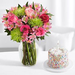 Birthday Frills Bouquet with Petite Birthday Cake