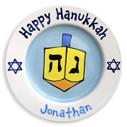 Boy's Personalized Hanukkah Dreidel Plate