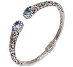 Entangled Blue Topaz Sterling Silver Delicate Cuff Bracelet
