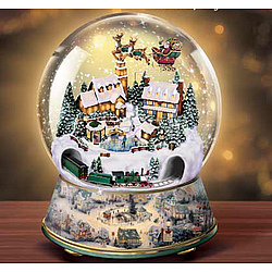 Thomas Kinkade Christmas Village Animated Musical Snow Globe - FindGift.com