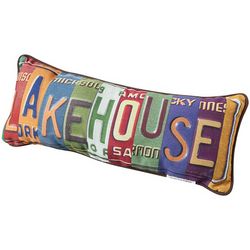Vacation Lakehouse License Plates Pillow