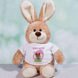 Personalized Happy Easter Photo Plush Bunny