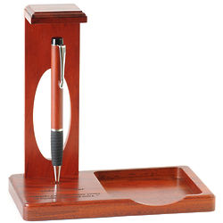 Personalized Cherry Wood Magnetic Pen Stand and Notepad Holder