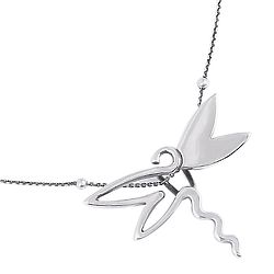 Magnificent Dragonfly Sterling Silver Pendant Necklace
