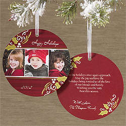 Personalized Cheerful Jolly Ornament Christmas Cards