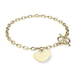 Petite Toggle Heart Tag Bracelet in 14k Yellow Gold