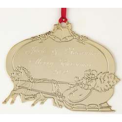 Personalized Golden Horse and Sleigh Ornament