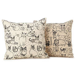 Illustrated Cat and Dog Pillows