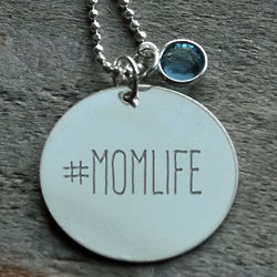 Hashtag Momlife Personalized Birthstone Necklace