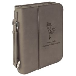 Praying Hands Personalized Gray Leatherette Bible Cover