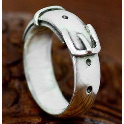 Belt Sterling Silver Band Ring
