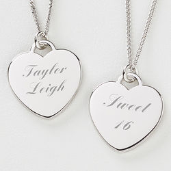 Personalized Rhodium-Plated Silver Heart Birthday Necklace