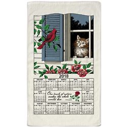 Window Kitty and Cardinal 2018 Calendar Towel
