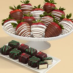 9 Christmas Cheesecake Bites & Full Dozen Swizzled Strawberries