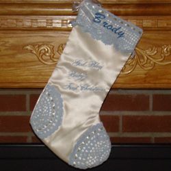 Personalized God Bless Baby's First Christmas Stocking